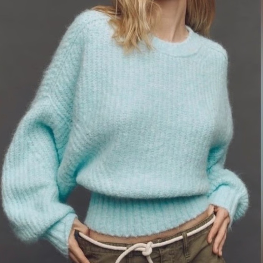 NWT🩵Pilcro The Blake Slouchy-Sleeve Crew-Neck Sweater XXS Oversized